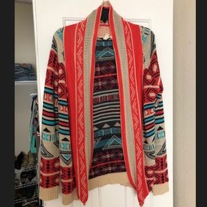 Coral/Blue Aztec Cardigan